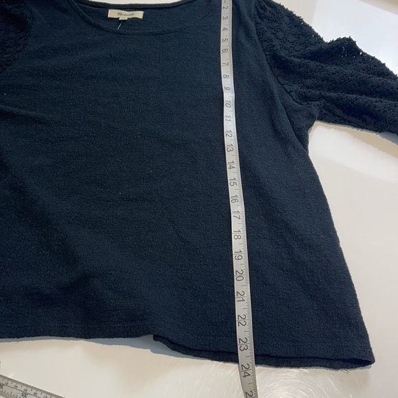 Madewell Texture & Thread Eyelet Mix Ruffle-Sleeve Top Black Size Extra Large - Picture 7 of 11
